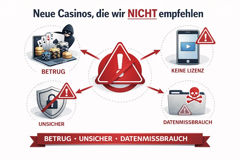 Neue Casinos, die wir nicht empfehlen – Warnung vor diesen Casino-Seiten